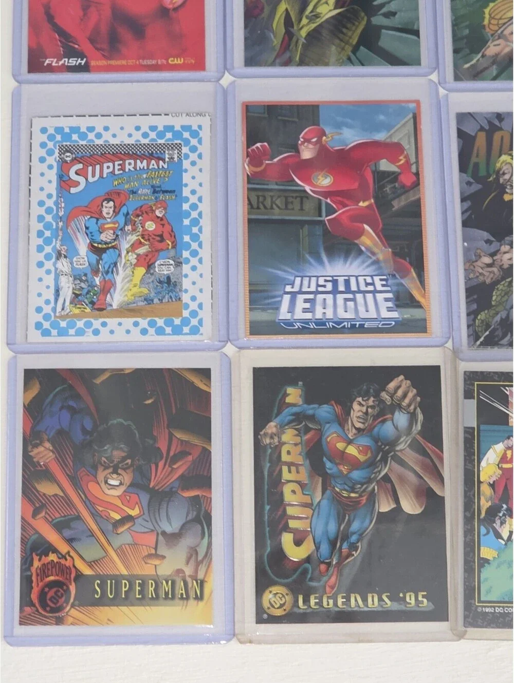 20 Card Lot DC Heroes Flash Superman Wonder Woman Hard Hitters Holos Brilliants
